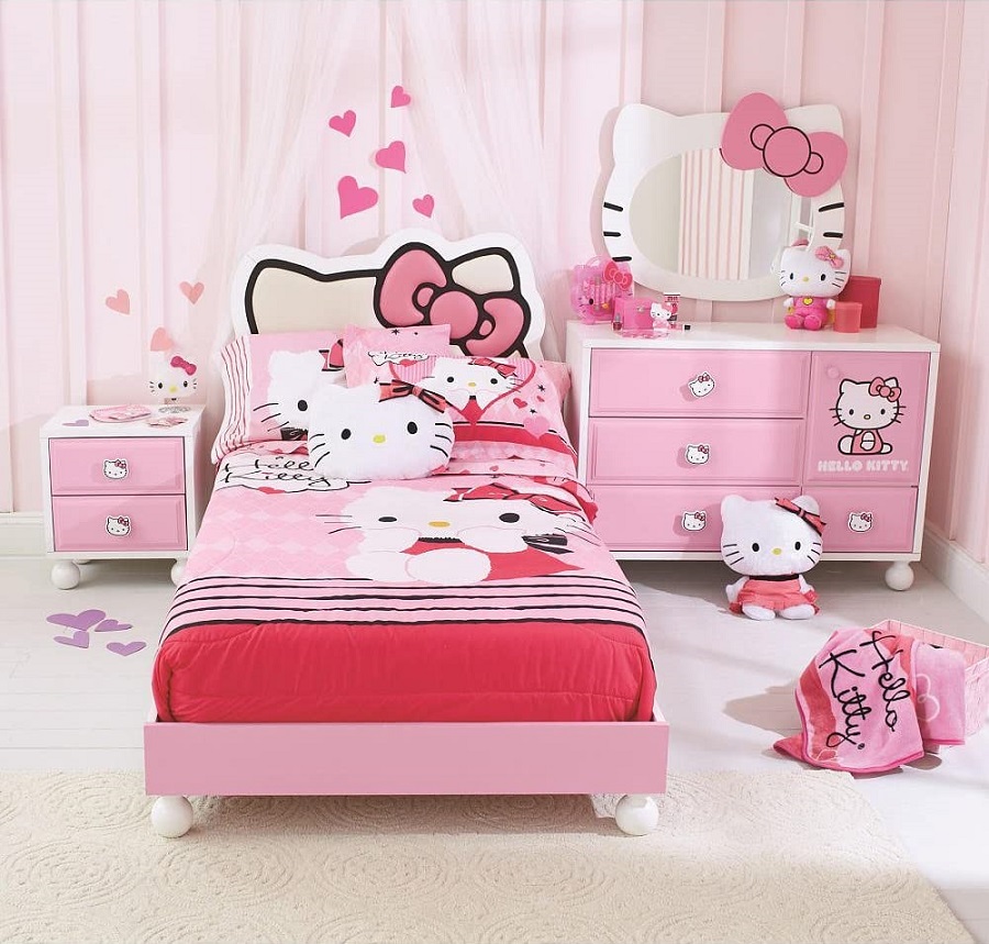 Căn phòng ngủ Hello Kitty nhỏ nhắn