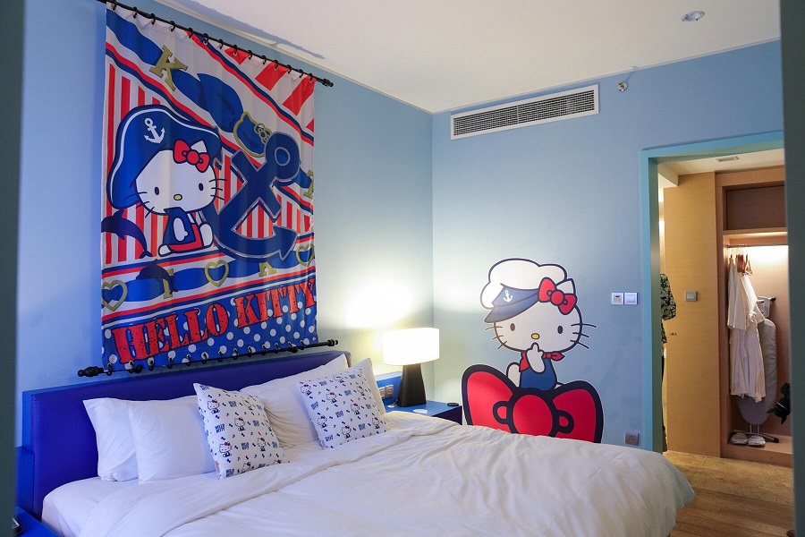 Phòng ngủ Hello Kitty phối màu xanh dương